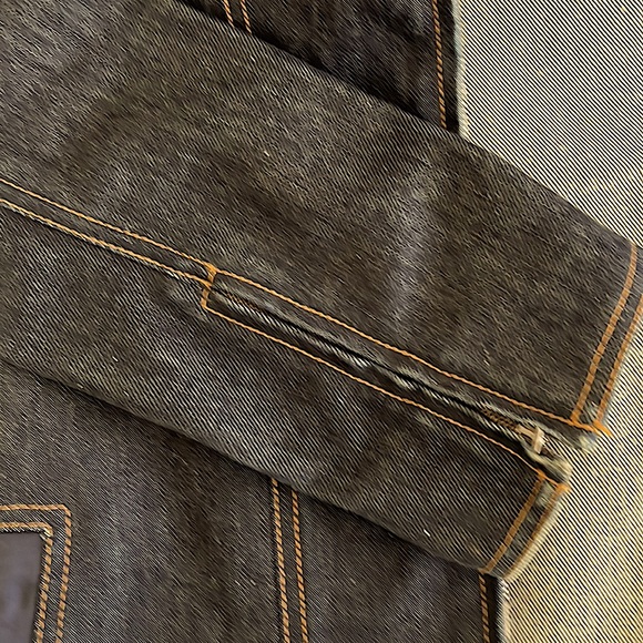 Vintage Gucci Denim Moto Jacket Dark Wash Zip Front Sheer Panel Inserts EUC Sz 8 - Picture 9 of 9